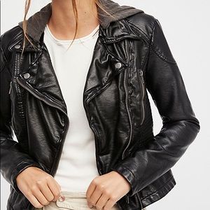 ✰ FREE PEOPLE VEGAN LEATHER HOODED JACKET ✰
